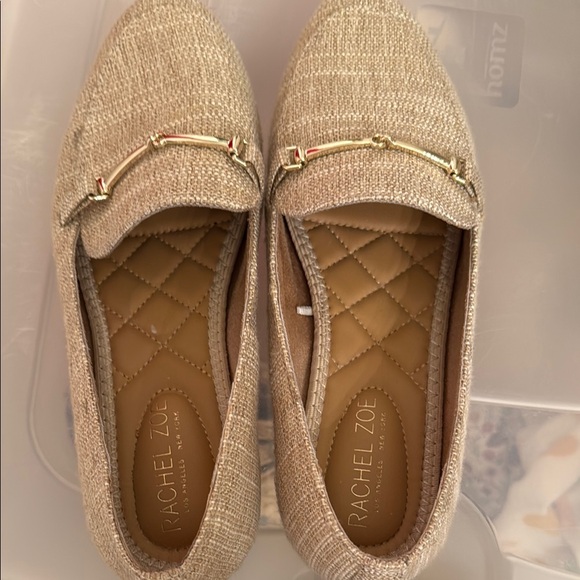 Rachel Zoe Tan Flats with Gold Chain Detail - Picture 2 of 3